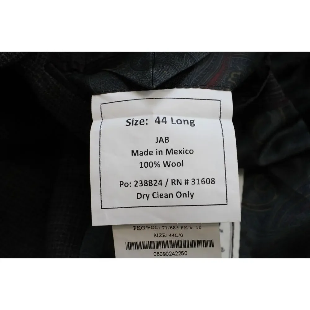 Jos A Bank 1905 Blazer Mens 44L Brown Microcheck 100% Wool Washington